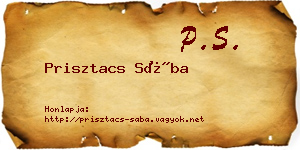 Prisztacs Sába névjegykártya